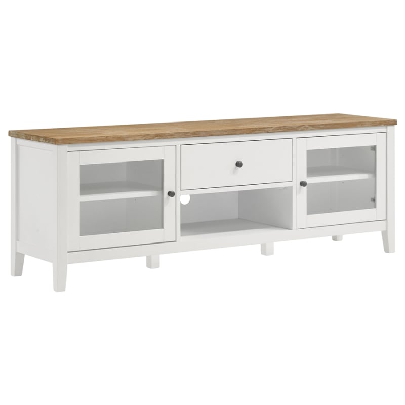 Hollis 67"Inch 2-Door Wood TV Stand w/Drawer in Brown and White Finish by Coaster - COA-708253