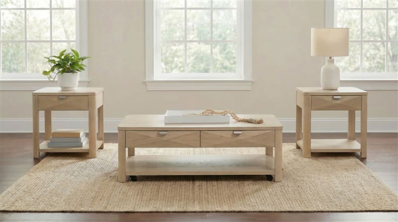 Marcelo 3 Piece Cocktail Table Set in Light Elm Finish by Coaster - 736058-S3