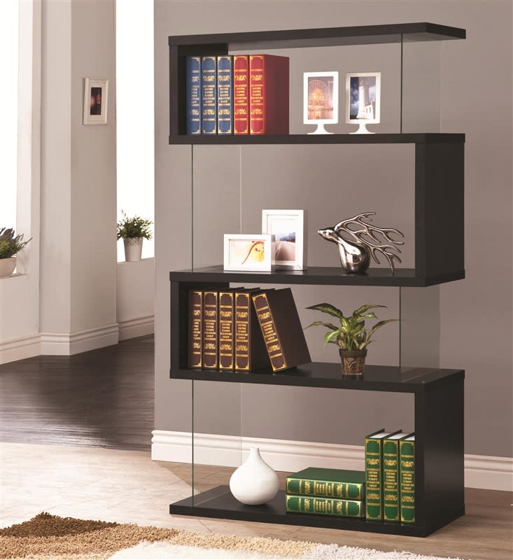 Black and Glass Bookcase Display Cabinet by Coaster - 800340