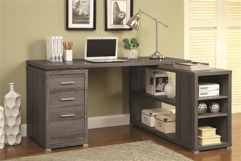 Yvette L Shaped Desk in Weathered Grey Finish by Coaster - 800518