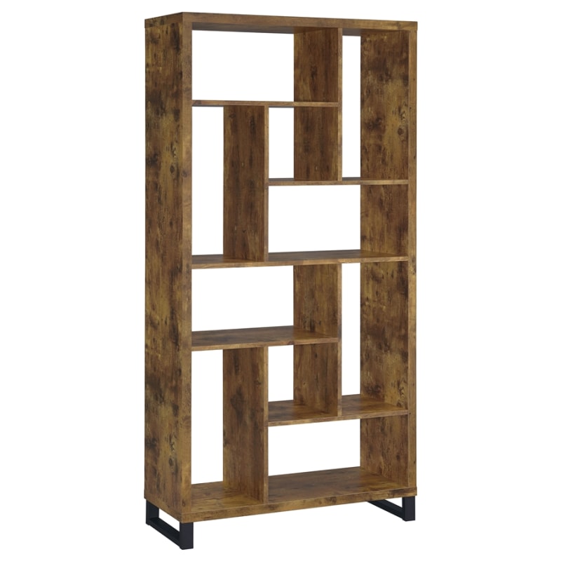 Delwin 71-Inch 6-Shelf Bookshelf in Rustic Nutmeg Finish by Coaster - COA-801236