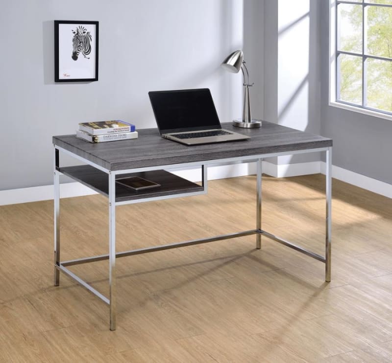 Writing Desk in Weathered Grey Finish by Coaster - 801271
