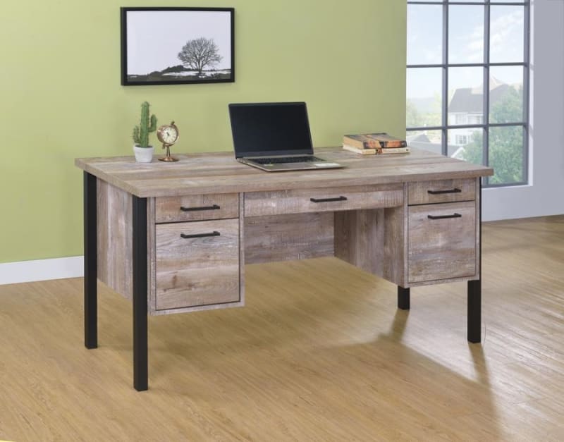 Samson Desk in Weathered Oak Finish by Coaster - 801950