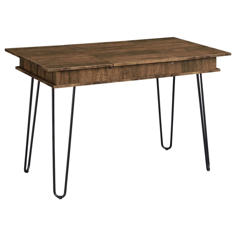 Sheeran Writing Desk with Storage in Rustic Amber and Black Finish by Coaster - COA-802011