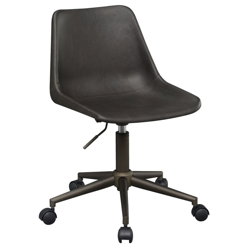 Carnell Upholstered Adjustable Office Chair in Brown Leatherette and Bronze Finish by Coaster - COA-803378