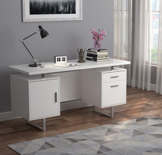 Lawtey Floating Top Office Desk in White High Gloss Finish by Coaster - 803521