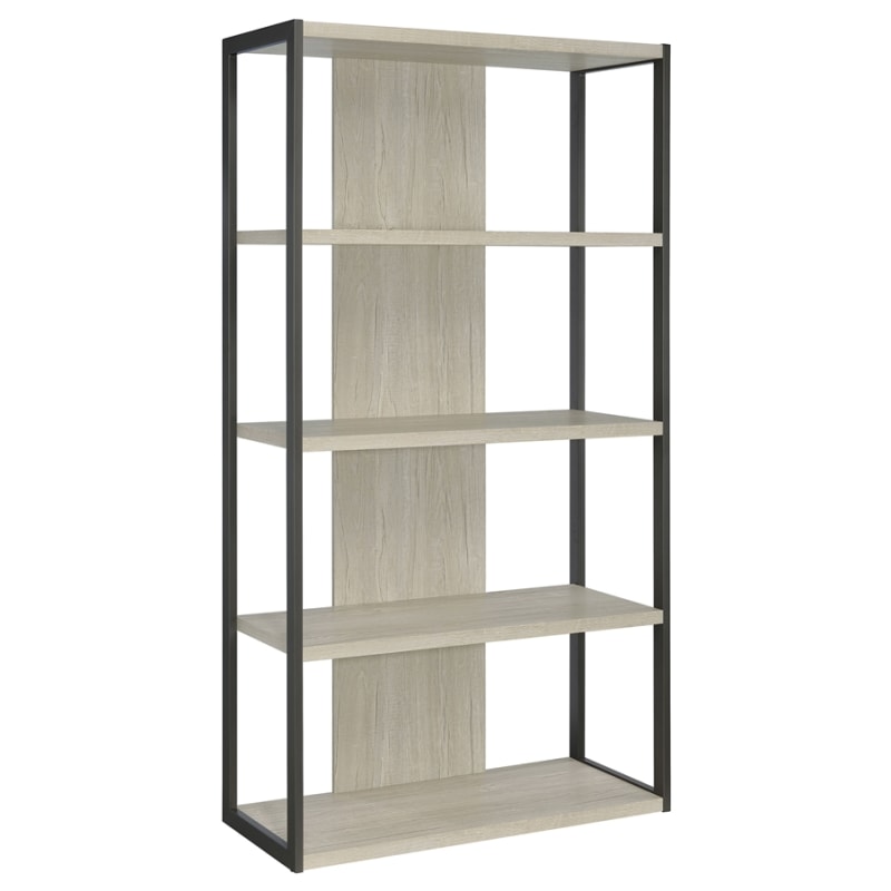Loomis 72-Inch 4-Shelf Bookshelf in Whitewashed Grey Finish by Coaster - COA-805883