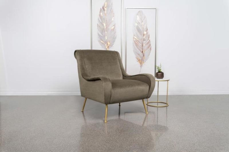 Ricci Accent Chair in Truffle Velvet Fabric by Coaster - 903044