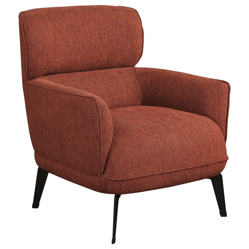 Andrea Upholstered Crecent Arm Accent Chair in Orange Fabric and Black by Coaster - COA-903081