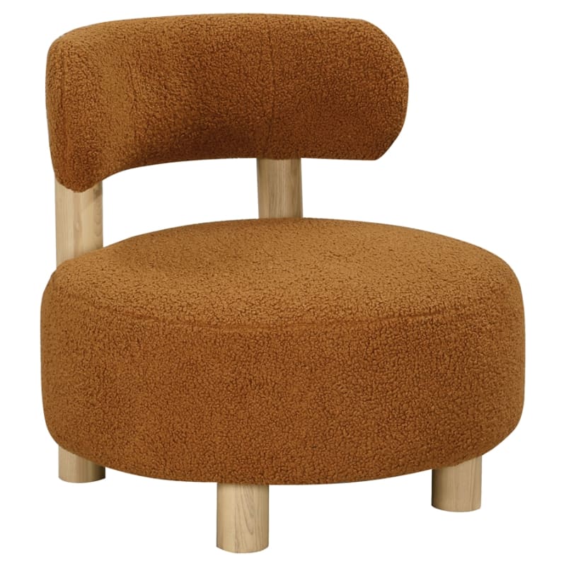 Zonie Boucle Upholstered Barrel Back Accent Chair in Orange and Natural by Coaster - COA-903167