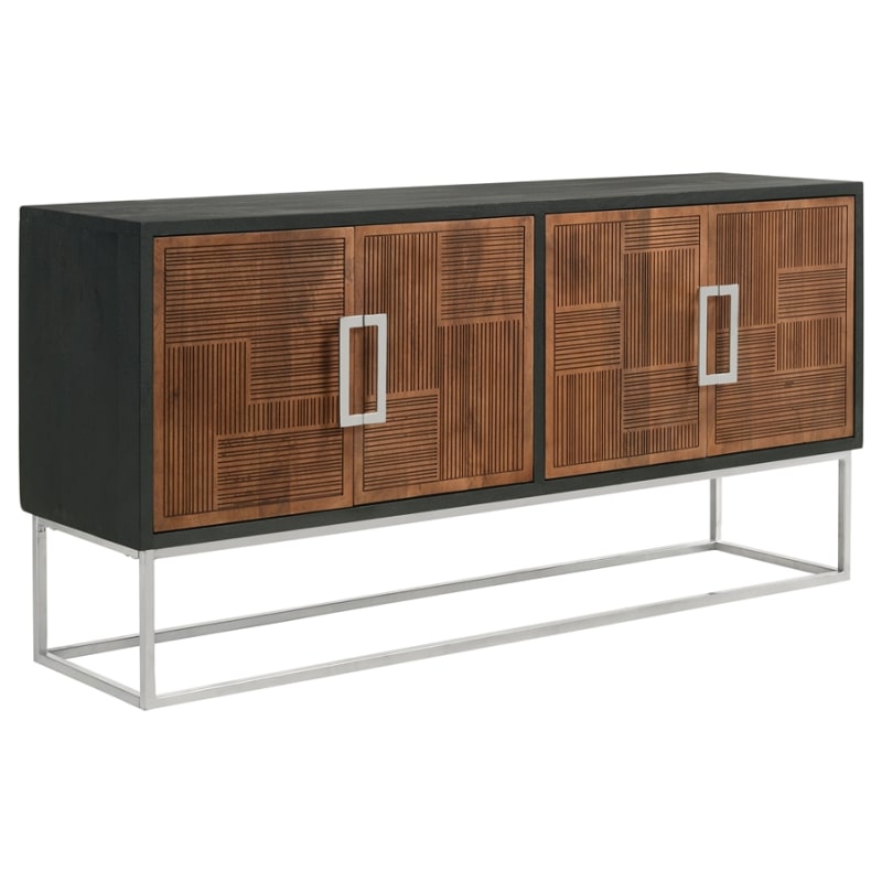 Borman 4-Door Wood Accent Cabinet in Walnut and Black Finish by Coaster - COA-950331