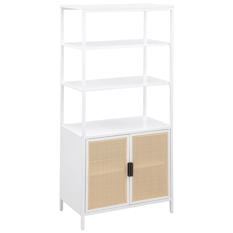 Amherst 3-Shelf Radio Weave Cane Metal Accent Cabinet in White and Natural Finish by Coaster - COA-961652