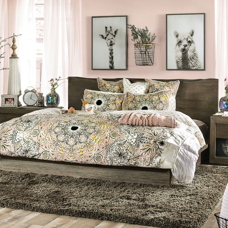 Bridgewater Bed in Light Walnut Finish by Furniture of America - FOA-7490-B