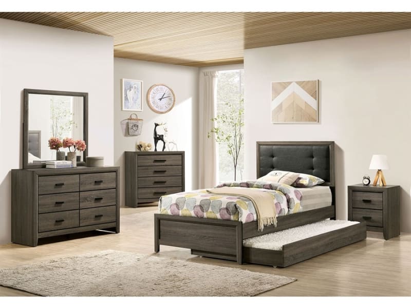 Roanne 4 Piece Youth Bedroom Set in Gray/Charcoal Finish by Furniture of America - FOA-7927