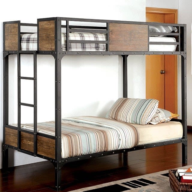 Clapton Twin/Twin Bunk Bed in Black Finish by Furniture of America - FOA-CM-BK029TT