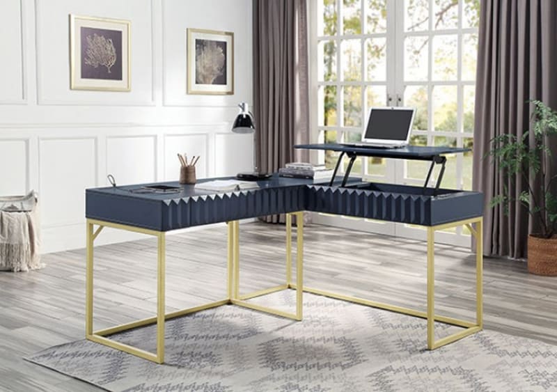 Freiburg Executive Home Office Desk in Antique Blue Finish by Furniture of America - FOA-CM-DK406BL