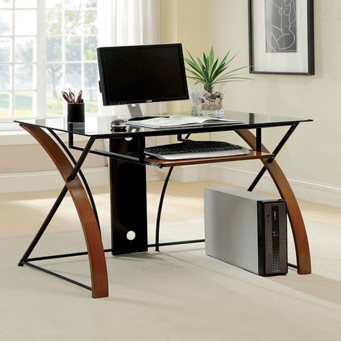 Baden Executive Home Office Desk in Oak/Black Finish by Furniture of America - FOA-CM-DK6216