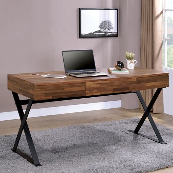 Tensed Executive Home Office Desk in Black Finish by Furniture of America - FOA-CM-DK807
