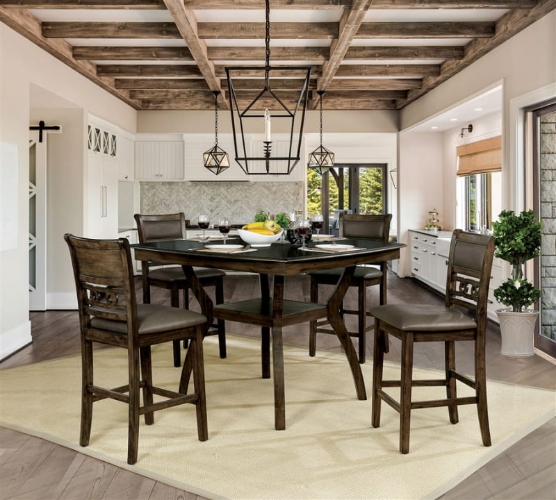 Flick 5 Piece Counter Height Dining Set in Rustic Oak Finish by ...