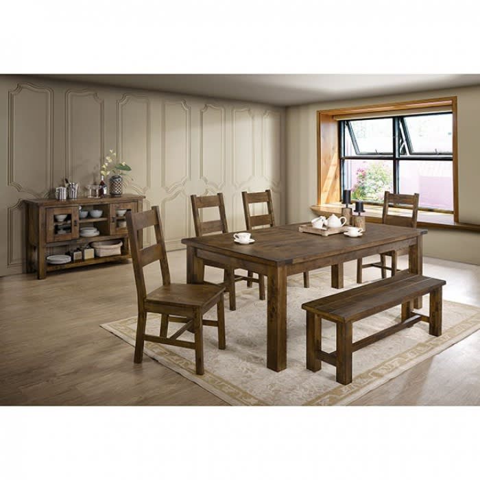 Kristen 7 Piece Dining Room Set in Rustic Oak Finish by Furniture of ...