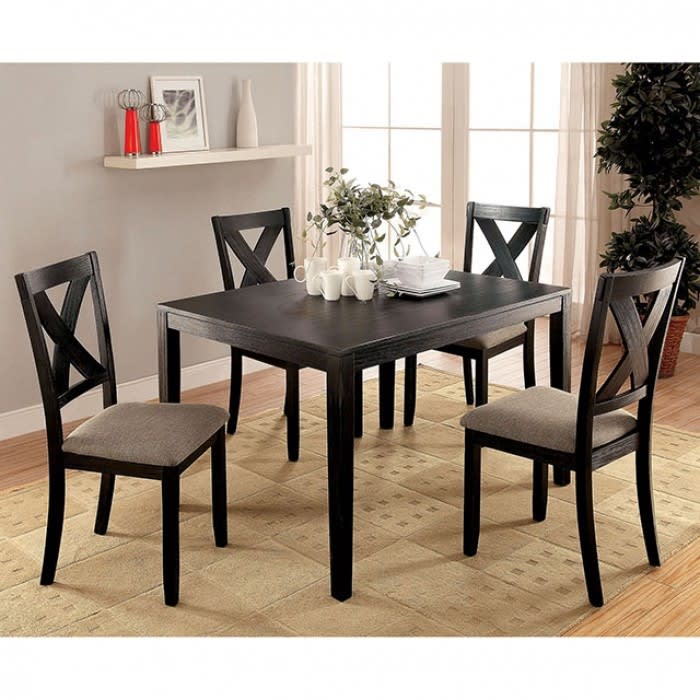 Glenham 5 Piece Dining Room Set in Brushed Black Finish by Furniture of America - FOA-CM3175T-5PK