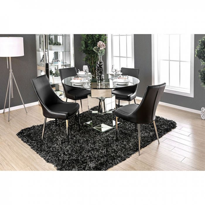 Izzy 5 Piece Round Dining Table Set by Furniture of America - FOA-CM3384RT-BK