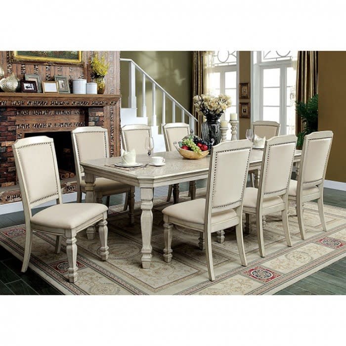 Holcroft 7 Piece Dining Room Set in Antique White/Ivory Finish by Furniture of America - FOA-CM3600T-7PK