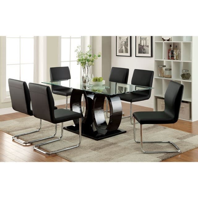 Lodia I 5 Piece Round Table Dining Room Set by Furniture of America - FOA-CM3825BK-RT