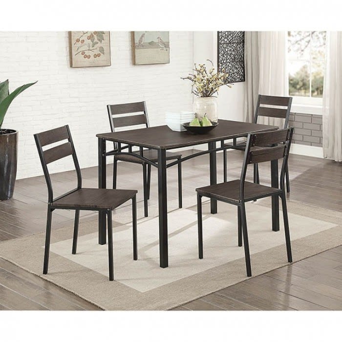 Westport 5 Piece Dining Room Set in Antique Brown/Black Finish by Furniture of America - FOA-CM3920T-5PK