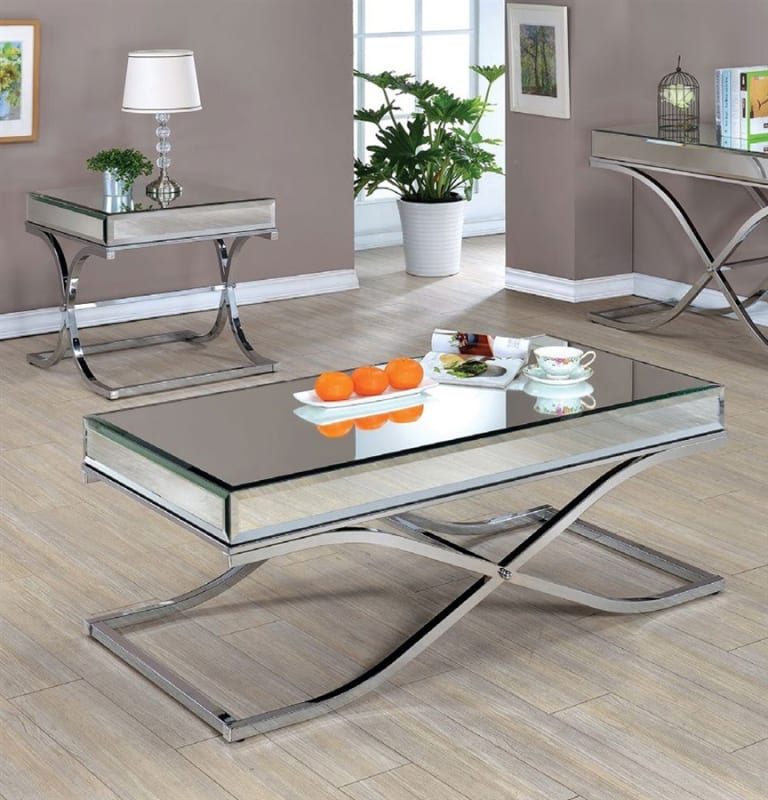 Sundance 2 Piece Occasional Table Set in Chrome by Furniture of America - FOA-CM4230CRM-2PK