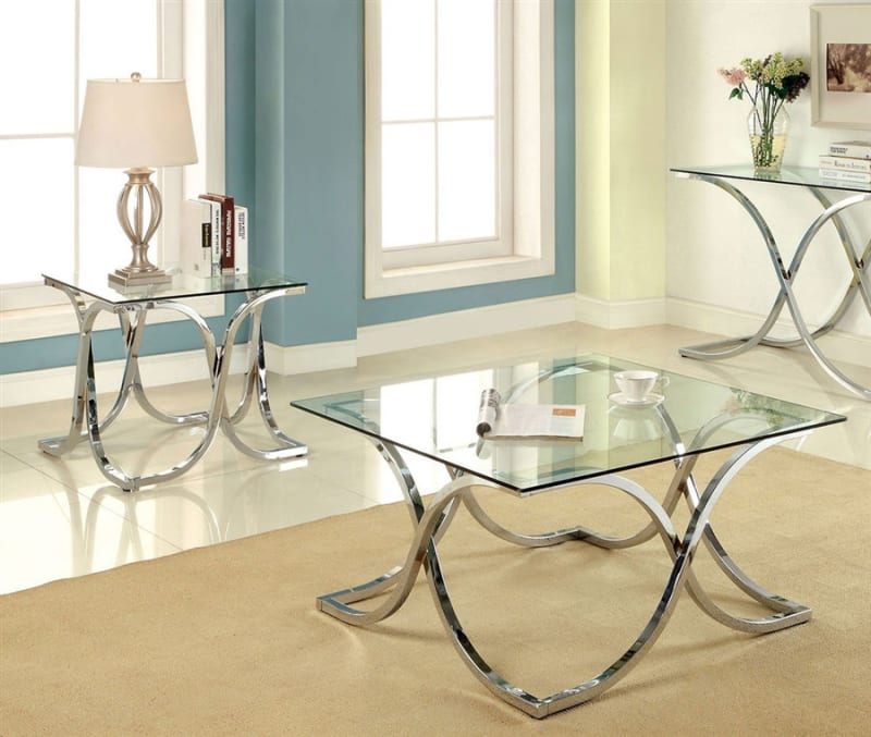 Luxa 2 Piece Occasional Table Set in Chrome by Furniture of America - FOA-CM4233-2PK