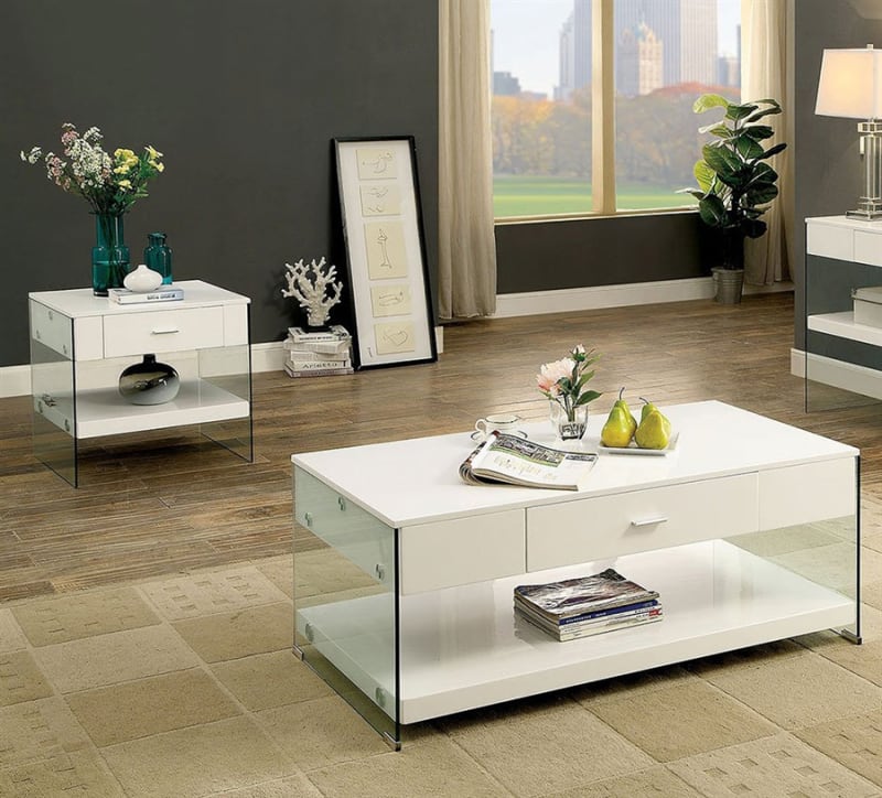 Raya 2 Piece Occasional Table Set in White by Furniture of America - FOA-CM4451WH-2PK