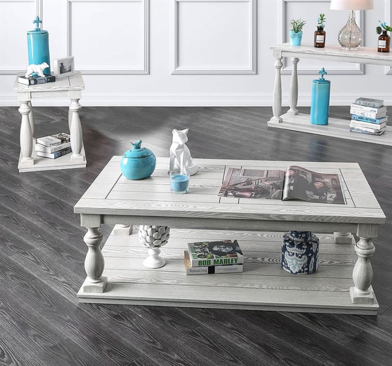 Arlington 2 Piece Occasional Table Set in Antique White by Furniture of America - FOA-CM4520-2PK