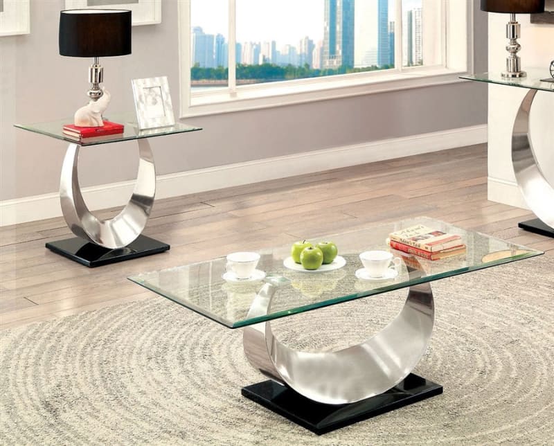 Orla II 2 Piece Occasional Table Set in Satin Plated by Furniture of America - FOA-CM4726-2PK