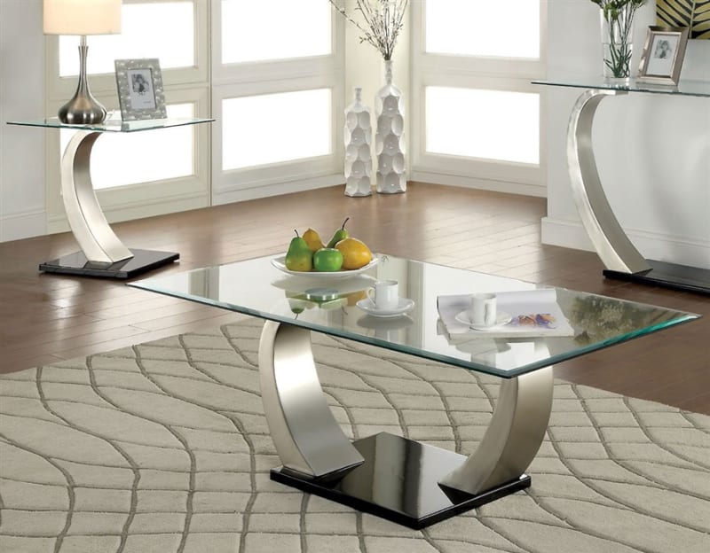 Roxo 2 Piece Occasional Table Set in Satin Plated by Furniture of America - FOA-CM4728-2PK