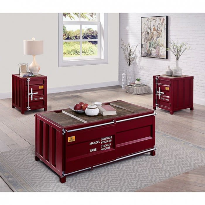 Dicargo 3 Piece Occasional Table Set in Red Finish by Furniture of America - FOA-CM4789RD-3PK