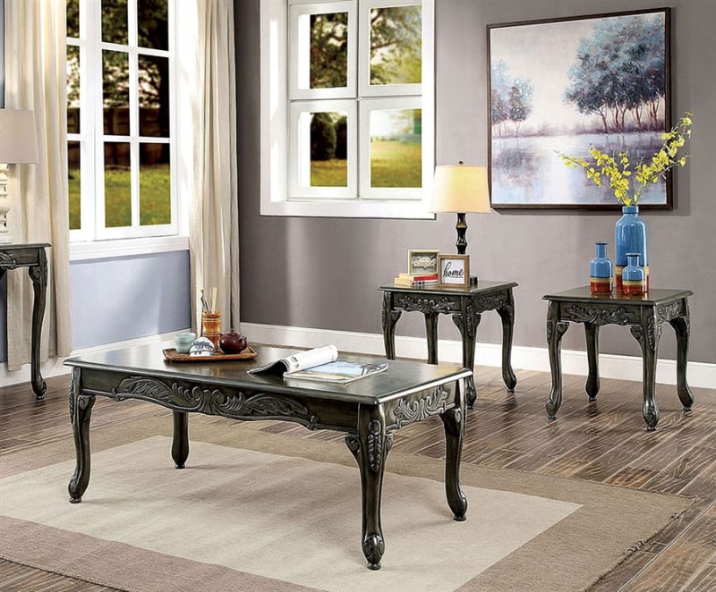 Cheshire 3 Piece Occasional Table Set in Gray by Furniture of America - FOA-CM4914GY-3PK