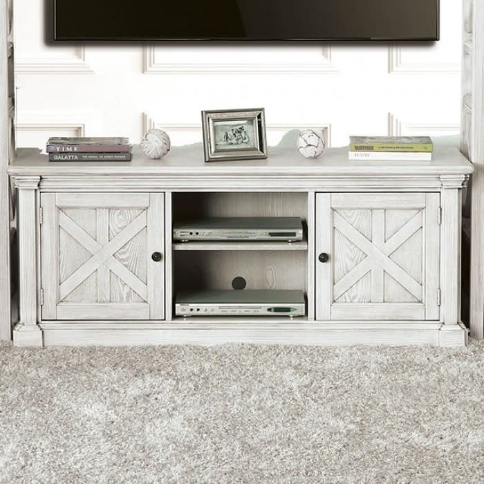 Georgia 60 Inch TV Console in Antique White Finish by Furniture of America - FOA-CM5089-TV-60