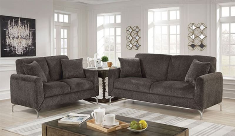 Lauritz 2 Piece Sofa Set in Dark Gray by Furniture of America - FOA-CM6088DG