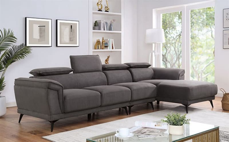 Napanee Sectional Sofa w/ Armless Chair in Dark Gray Finish by Furniture of America - FOA-CM6254GY-AC