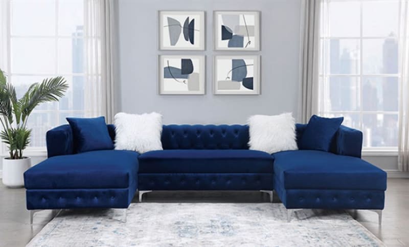 Ciabattoni Sectional Sofa in Navy Finish by Furniture of America - FOA-CM6256NV-SECT