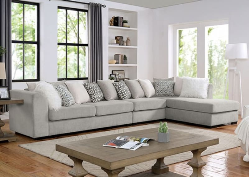 Leandra Sectional Sofa w/ Armless Chair in Light Gray Finish by Furniture of America - FOA-CM6258LG-AC