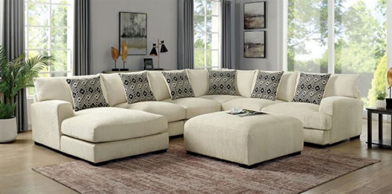 Kaylee Sectional Sofa in Beige by Furniture of America - FOA-CM6587BG