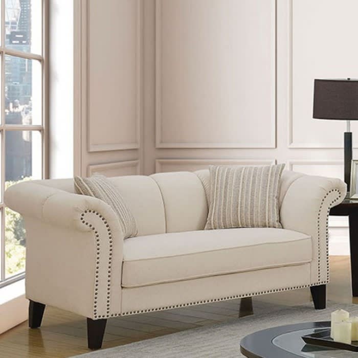 Clarabelle Love&nbsp;Seat&nbsp;in&nbsp;Beige&nbsp;by&nbsp;Furniture&nbsp;of&nbsp;America&nbsp;- FOA-CM6777-LV