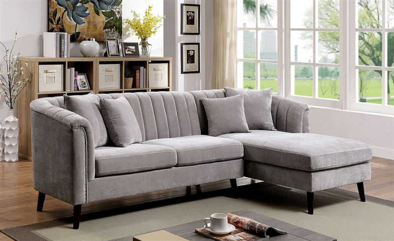 Goodwick Sectional Sofa in Light Gray by Furniture of America - FOA-CM6947
