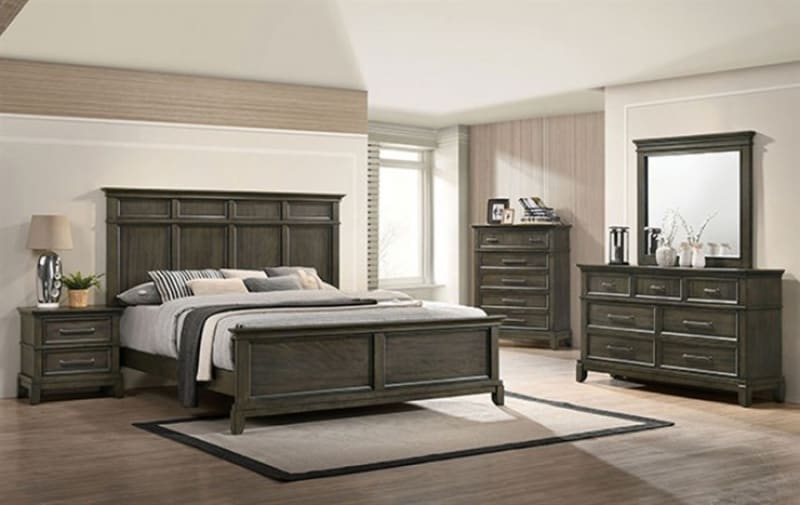 Houston 6 Piece Bedroom Set in Gray Finish by Furniture of America - FOA-CM7221GY