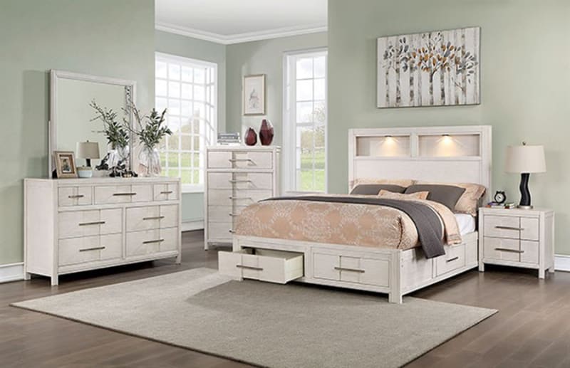 Karla 6 Piece Bedroom Set in White Finish by Furniture of America - FOA-CM7500WH