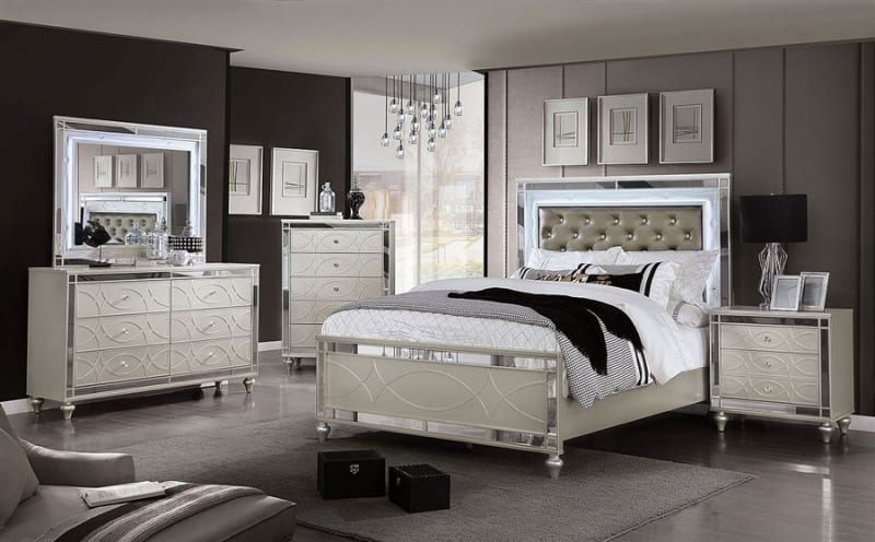 Manar 6 Piece Bedroom Set in Silver Finish by Furniture of America - FOA-CM7891