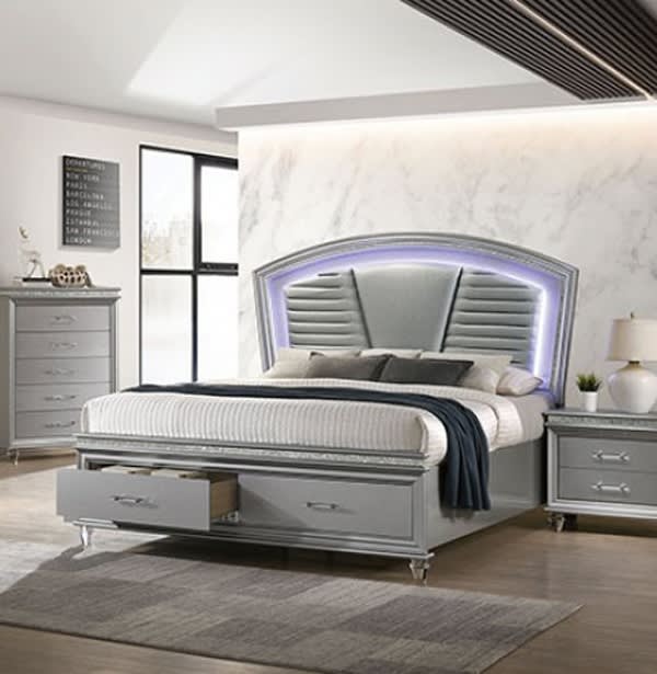 Maddie Bed in Silver Finish by Furniture of America - FOA-CM7899SV-B