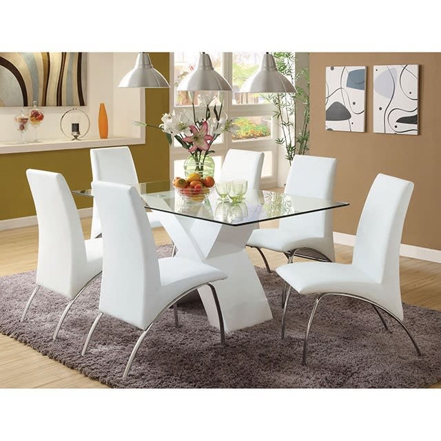 Wailoa 7 Piece Dining Room Set by Furniture of America - FOA-CM8370WH-T